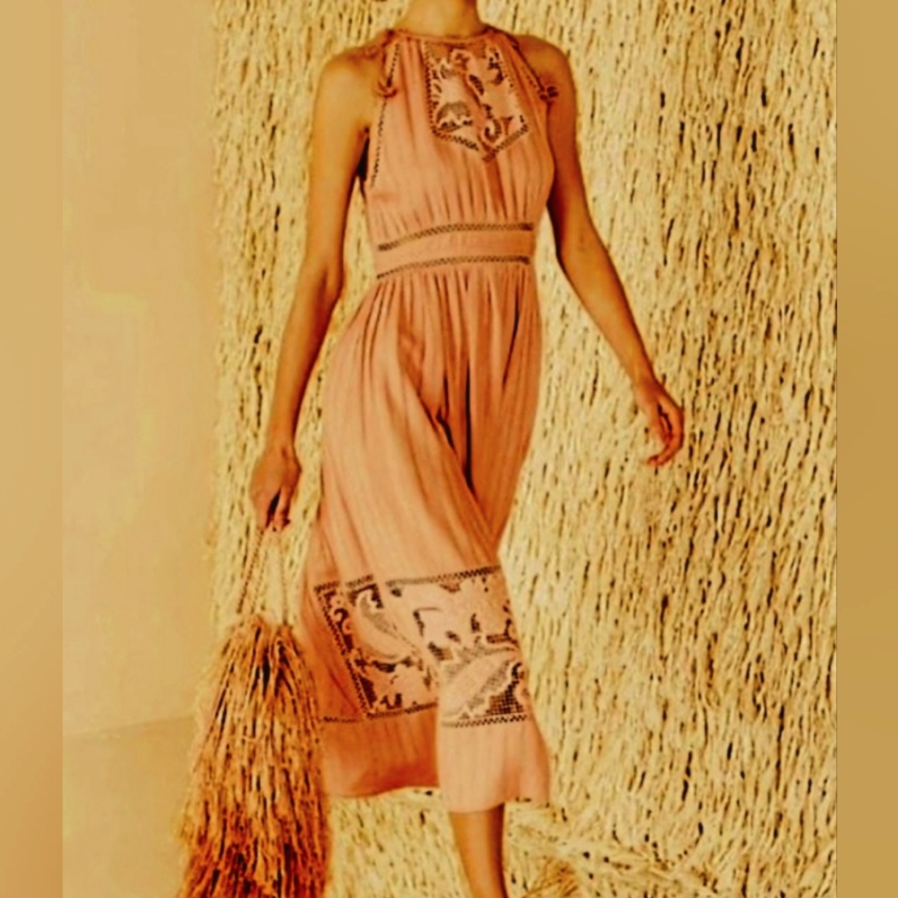 Ulla Johnson Blush Peach Halter Maxi Dress